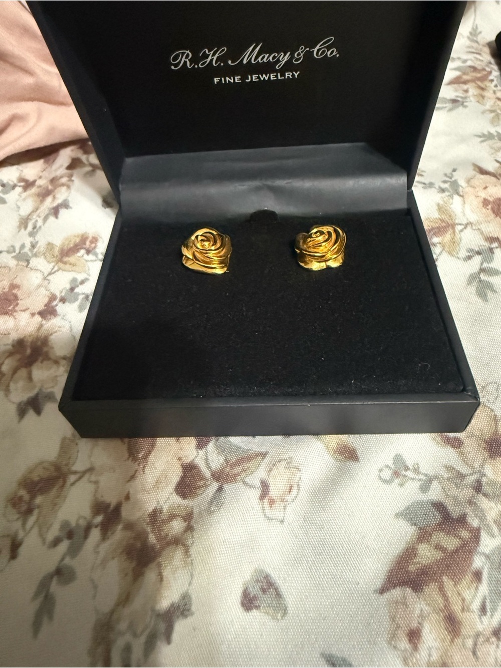 Macy's Gold Rose Stud Earrings 14k Hollow objects are not heavy.